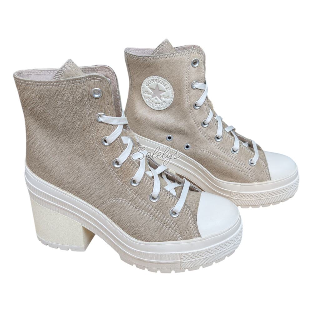 Converse Chuck 70 De Luxe Heel Warm Clay Calf Pony Hair Platform Sneaker 7.5 NEW